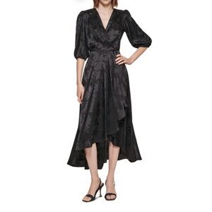 Calvin Klein Elegant Black Wrap Dress